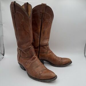 Vintage Tony Lama Cowboy Boots 6 A Brown Leather Western El Paso 5084